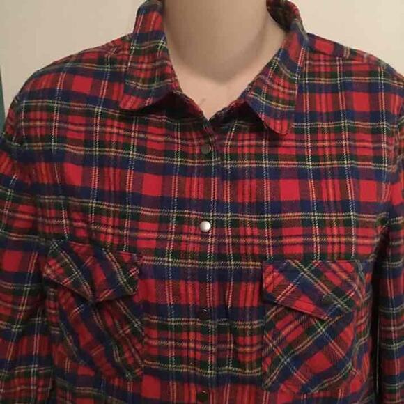 NWT RED & BLUE PLAID FLANNEL SHIRT NWT - Picture 1 of 4